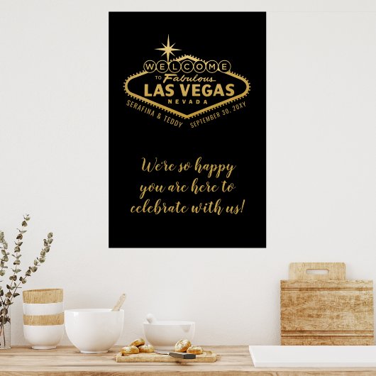 Las Vegas Wedding Personalized 24x36 Welkomstteken Poster (Keuken)