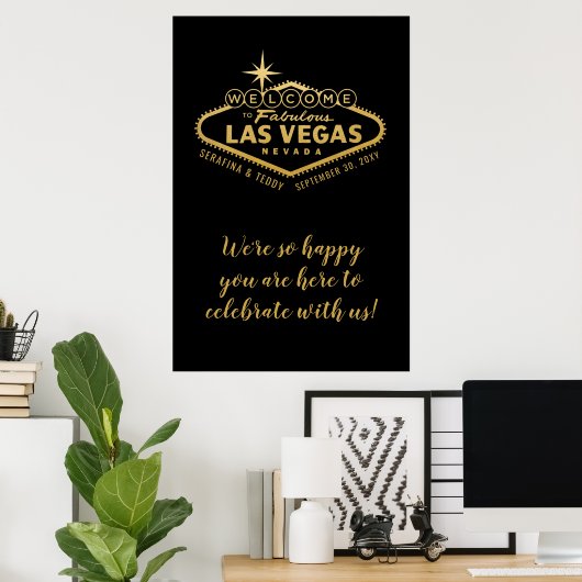 Las Vegas Wedding Personalized 24x36 Welkomstteken Poster (Thuiskantoor)