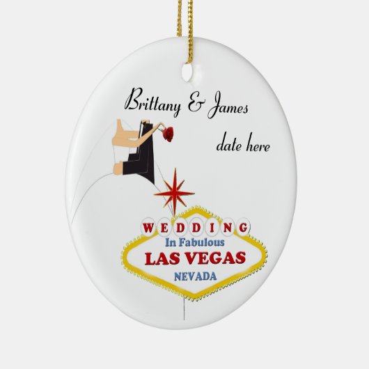 Las Vegas Wedding Personalized Ceramic Ornament (Rechts)