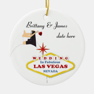 Las Vegas Wedding Personalized Ceramic Ornament