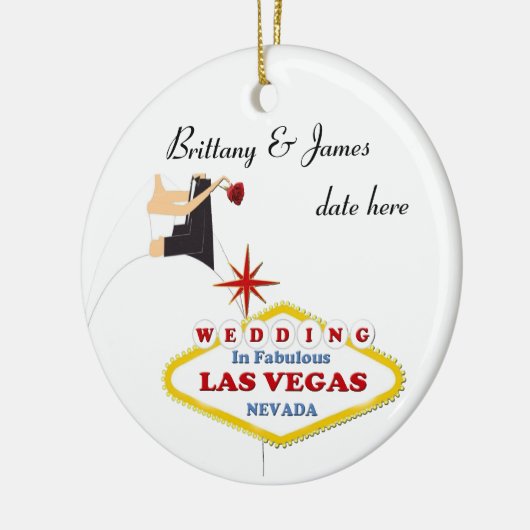 Las Vegas Wedding Personalized Ceramic Ornament (Links)