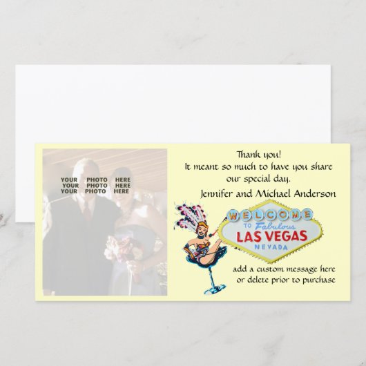 Las Vegas Wedding Photo Dank u wel Bedankkaart (Voorkant / Achterkant)