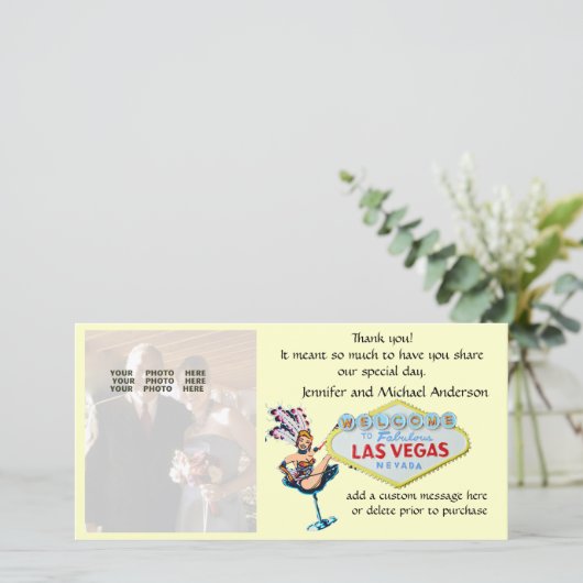 Las Vegas Wedding Photo Dank u wel Bedankkaart (Staand voorkant)
