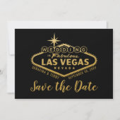 Las Vegas Wedding Photo Save the Date Black Gold (Voorkant)