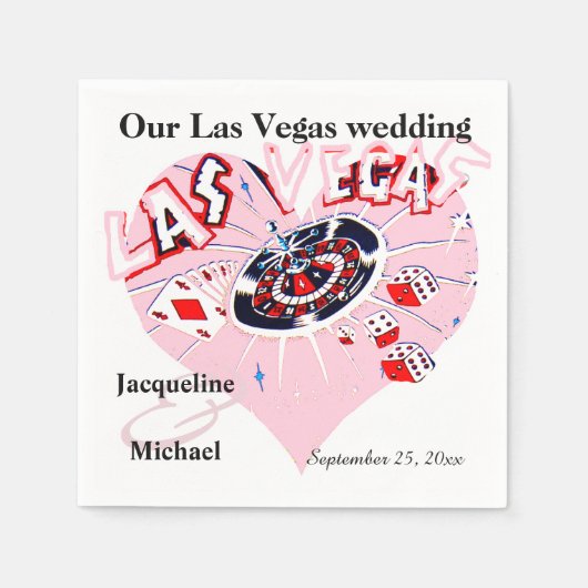 Las Vegas Wedding Pink Heart Servetten (Voorkant)