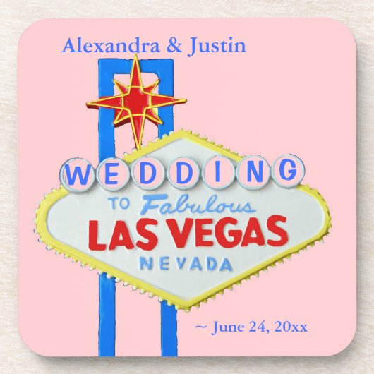 Las Vegas Wedding Pink Persoonlijk Welkomstteken Onderzetter (Voorkant)