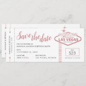 Las Vegas Wedding Plane Ticket Save the Date Kaart (Voorkant / Achterkant)