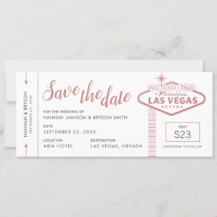Las Vegas Wedding Plane Ticket Save the Date Kaart