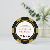Las Vegas Wedding Poker Chip Gold Black White Kaart (Staand voorkant)