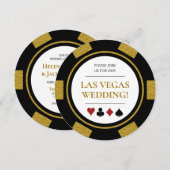Las Vegas Wedding Poker Chip Gold Black White Kaart (Voorkant / Achterkant)