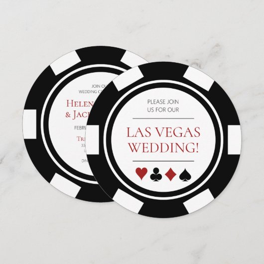 Las Vegas Wedding Poker Chip White Kaart (Voorkant / Achterkant)