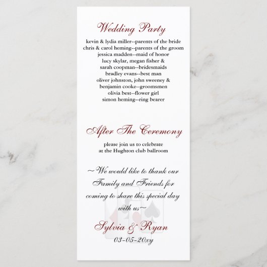 Las Vegas Wedding Program Programmakaart (Achterkant)