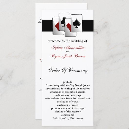 Las Vegas Wedding Program Programmakaart (Voorkant / Achterkant)