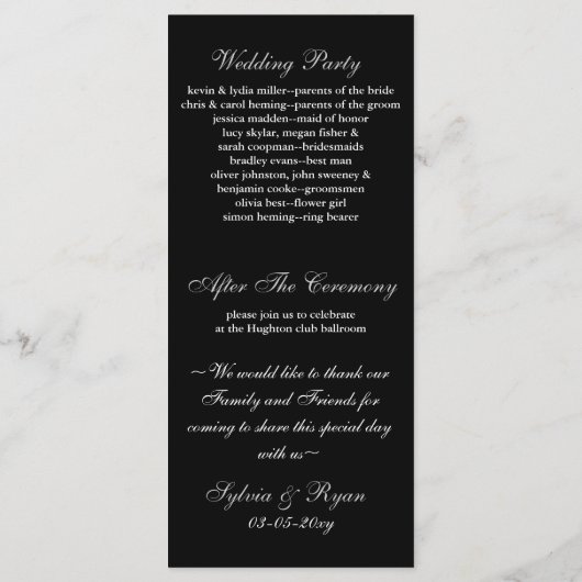 Las Vegas Wedding Program Programmakaart (Achterkant)