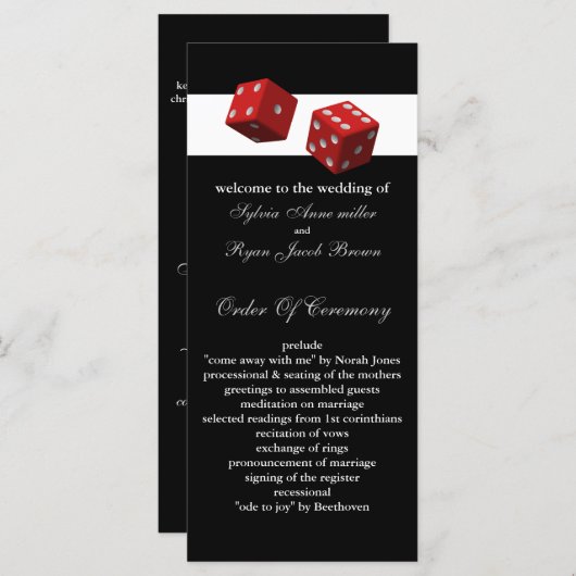 Las Vegas Wedding Program Programmakaart (Voorkant / Achterkant)