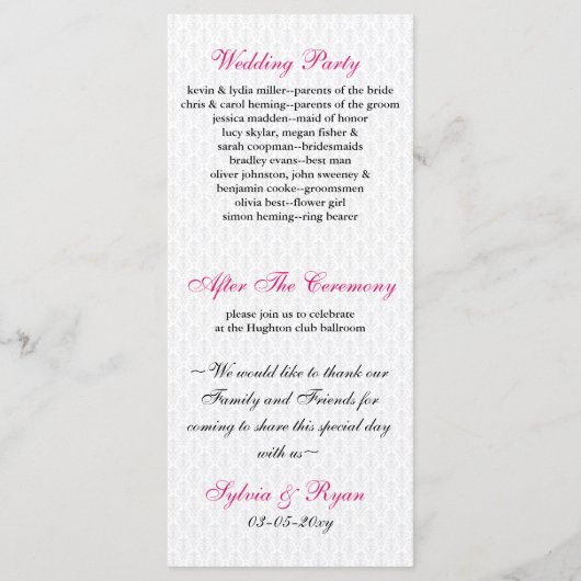 Las Vegas Wedding Program Programmakaart (Achterkant)