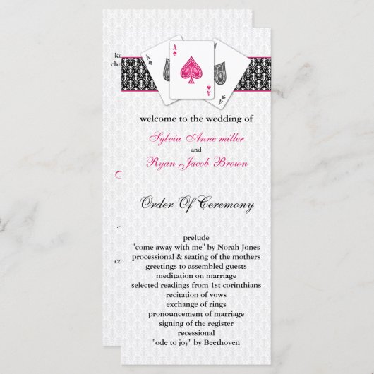 Las Vegas Wedding Program Programmakaart (Voorkant / Achterkant)