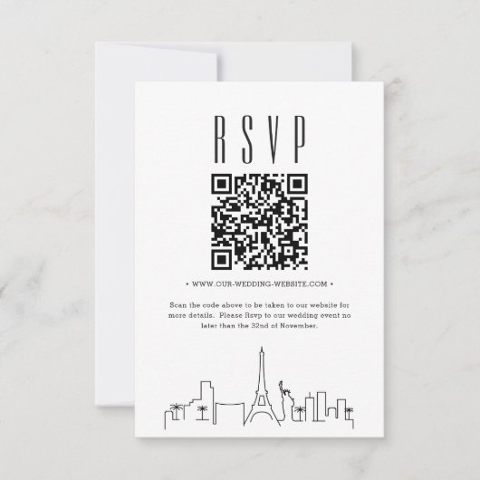 Las Vegas Wedding QR-code RSVP Kaartje (Voorkant)