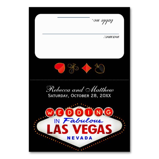 Las Vegas Wedding Receptie Escort Kaart Tafel No. (Voorkant)