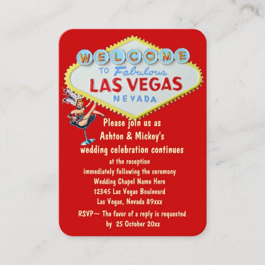 Las Vegas Wedding Receptie uitnodiging Informatiekaartje (Voorkant)