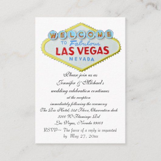 Las Vegas Wedding Reception Enclosure Informatiekaartje (Voorkant)