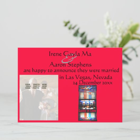 Las Vegas Wedding Red Aankondiging (Staand voorkant)