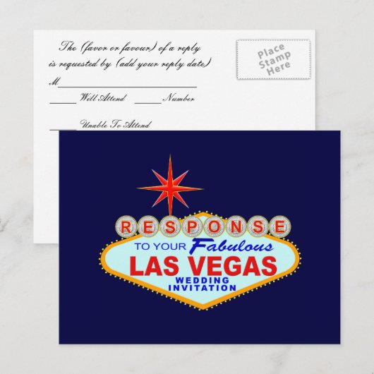 Las Vegas Wedding Response Kaart (Post Kaart) (Voorkant / Achterkant)