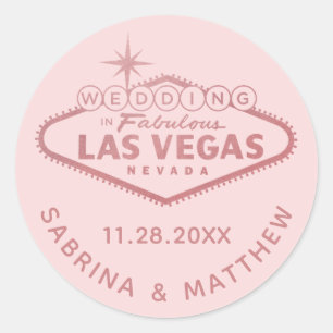Las Vegas Wedding Roos Gold Pink Vrijgezellenfeest Ronde Sticker