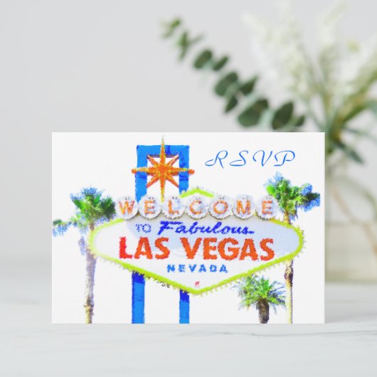 Las Vegas Wedding RSVP-kaarten met enveloppen RSVP Kaartje (Staand voorkant)