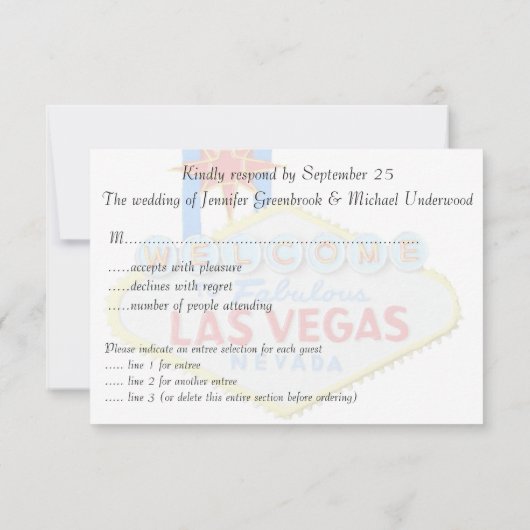 Las Vegas Wedding RSVP-kaarten met enveloppen RSVP Kaartje (Achterkant)