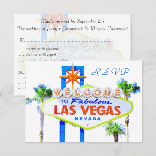 Las Vegas Wedding RSVP-kaarten met enveloppen RSVP Kaartje (Voorkant / Achterkant)