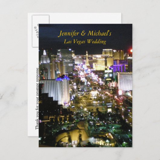 Las Vegas Wedding RSVP reactie Uitnodiging Briefkaart (Voorkant / Achterkant)