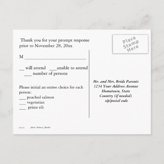 Las Vegas Wedding RSVP reactie Uitnodiging Briefkaart (Achterkant)