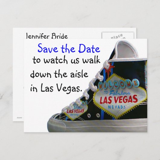 Las Vegas Wedding Save Date: loop door het gangpad Aankondigingskaart (Voorkant / Achterkant)