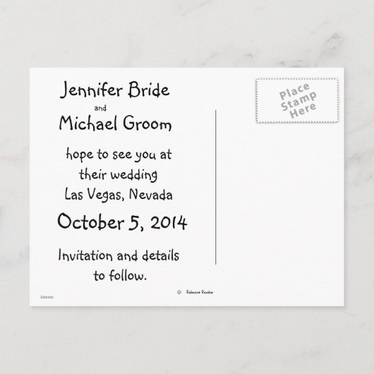 Las Vegas Wedding Save Date: loop door het gangpad Aankondigingskaart (Achterkant)