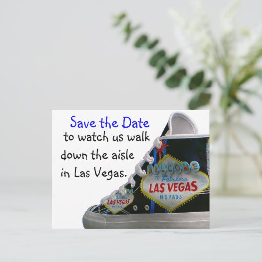 Las Vegas Wedding Save Date: loop door het gangpad Aankondigingskaart (Staand voorkant)
