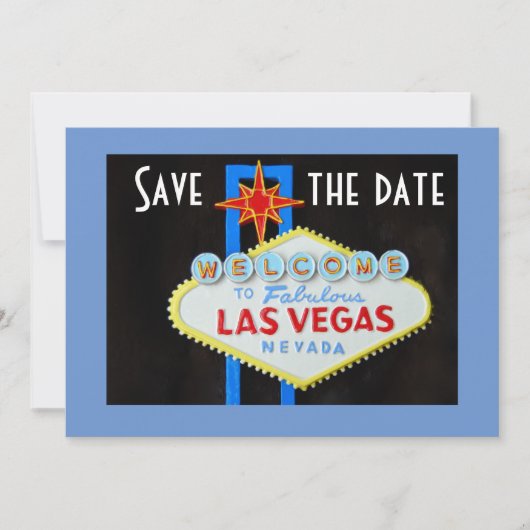 Las Vegas Wedding Save the Date Blue Kaart (Voorkant)