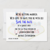 Las Vegas Wedding Save the Date Blue Kaart (Achterkant)