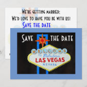 Las Vegas Wedding Save the Date Blue Kaart (Voorkant / Achterkant)