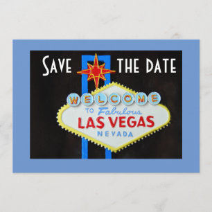 Las Vegas Wedding Save the Date Blue Kaart