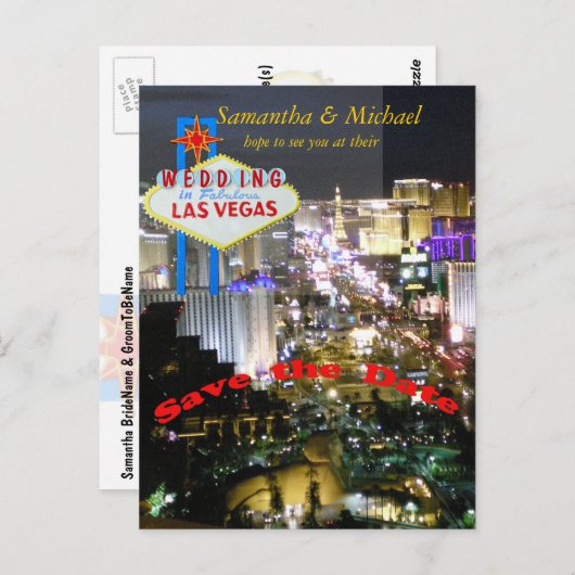 Las Vegas Wedding Save the Date Briefkaart (Voorkant / Achterkant)