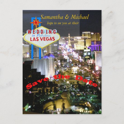 Las Vegas Wedding Save the Date Briefkaart (Voorkant)