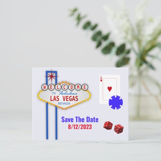 Las Vegas Wedding Save the Date Briefkaart (Staand voorkant)