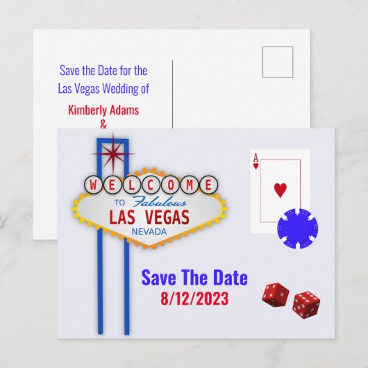 Las Vegas Wedding Save the Date Briefkaart (Voorkant / Achterkant)