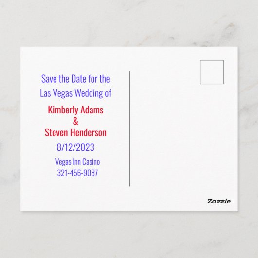 Las Vegas Wedding Save the Date Briefkaart (Achterkant)