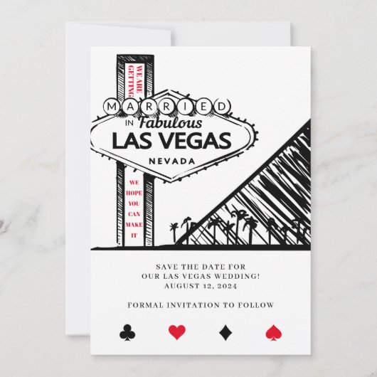 Las Vegas Wedding Save the Date Kaart (Achterkant)