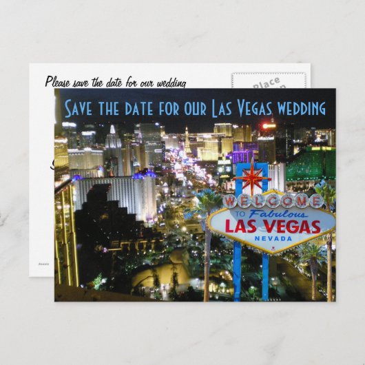 Las Vegas Wedding Save the Date NV Aankondigingskaart (Voorkant / Achterkant)