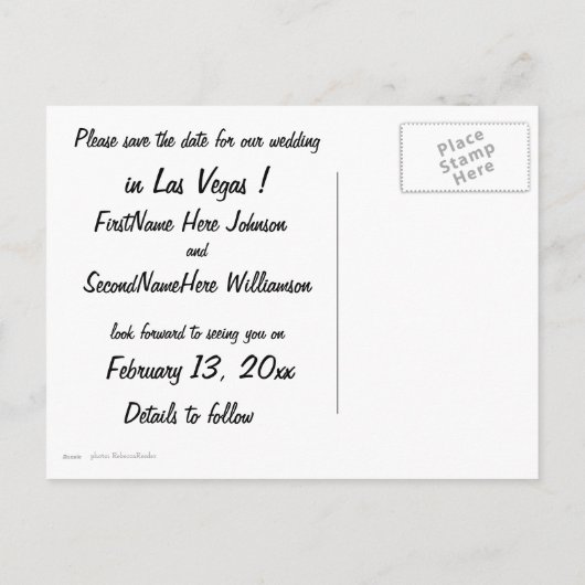 Las Vegas Wedding Save the Date NV Aankondigingskaart (Achterkant)