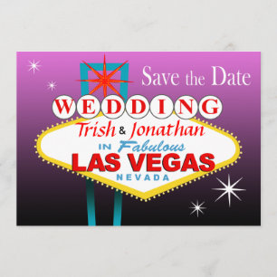 Las Vegas Wedding Save the Date - paars