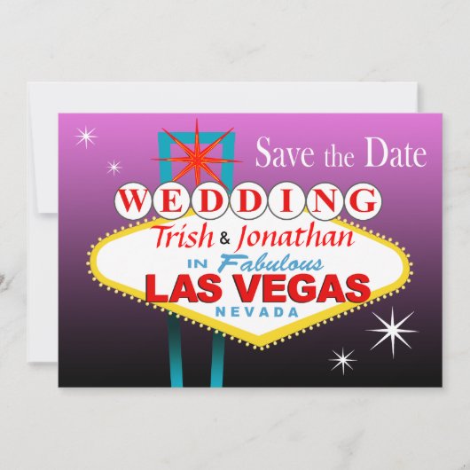 Las Vegas Wedding Save the Date - paars (Voorkant)